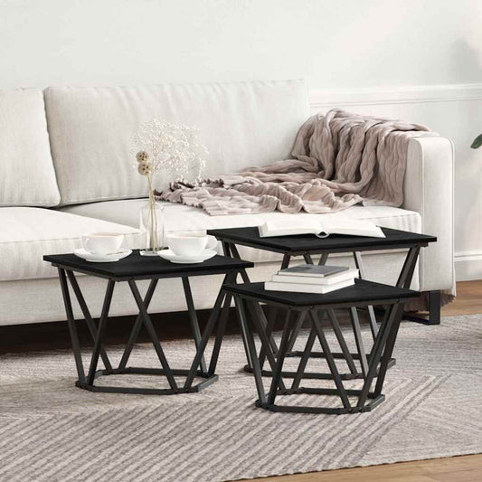 Coffee Table 3 pcs Black oak 50 x 50 x 40 cm