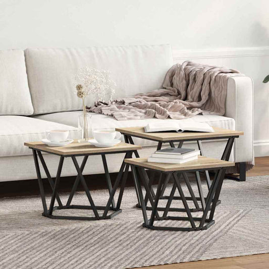 Coffee Table 3 pcs Sonoma oak 50 x 50 x 40 cm