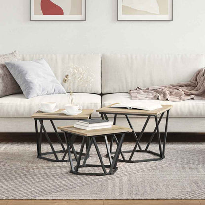 Coffee Table 3 pcs Sonoma oak 50 x 50 x 40 cm