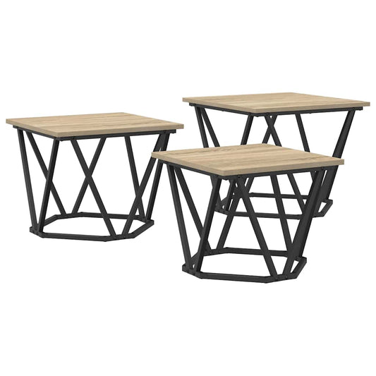 Coffee Table 3 pcs Sonoma oak 50 x 50 x 40 cm