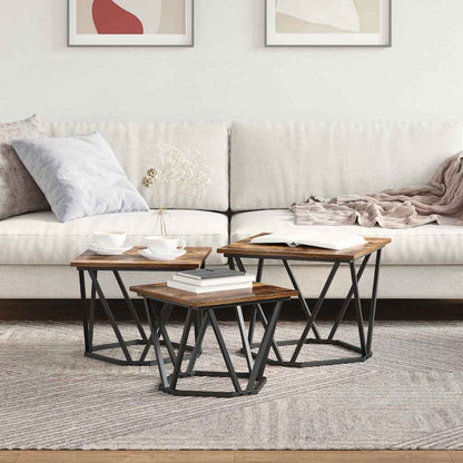 Coffee Table 3 pcs Smoked oak 50 x 50 x 40 cm