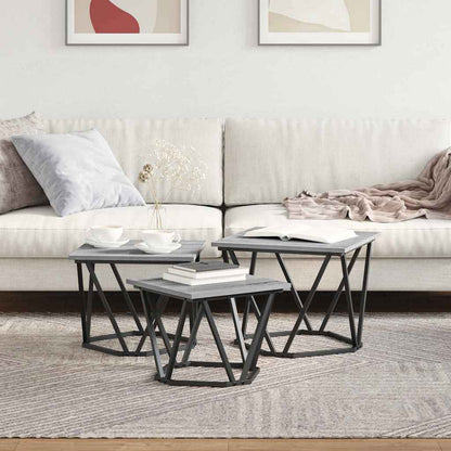Coffee Table 3 pcs Grey sonoma 50 x 50 x 40 cm