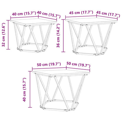 Coffee Table 3 pcs Grey sonoma 50 x 50 x 40 cm