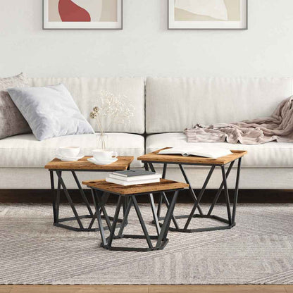 Coffee Table 3 pcs Old wood 50 x 50 x 40 cm
