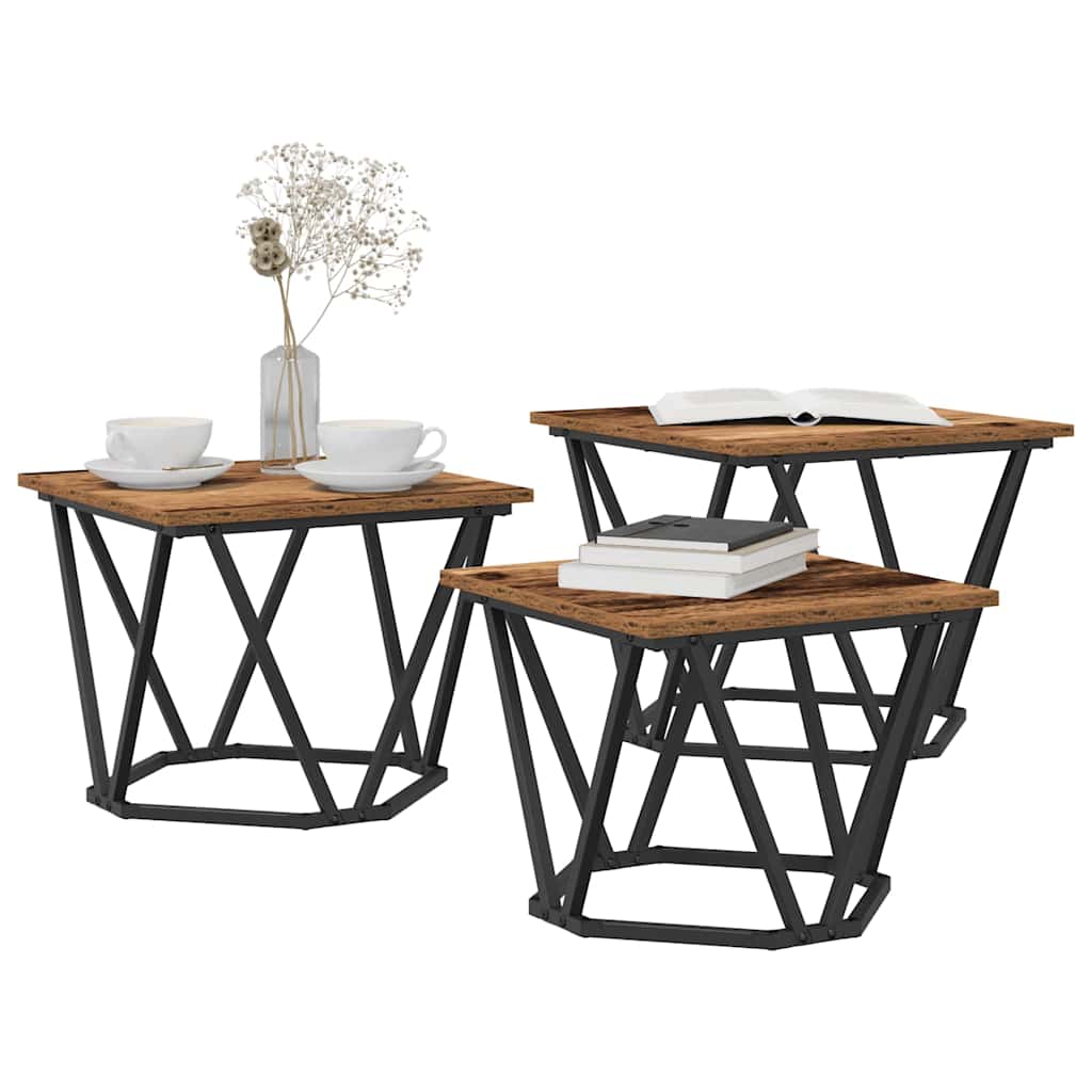Coffee Table 3 pcs Old wood 50 x 50 x 40 cm