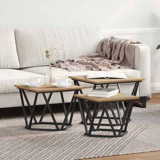 Coffee Table 3 pcs Artisan oak 50 x 50 x 40 cm