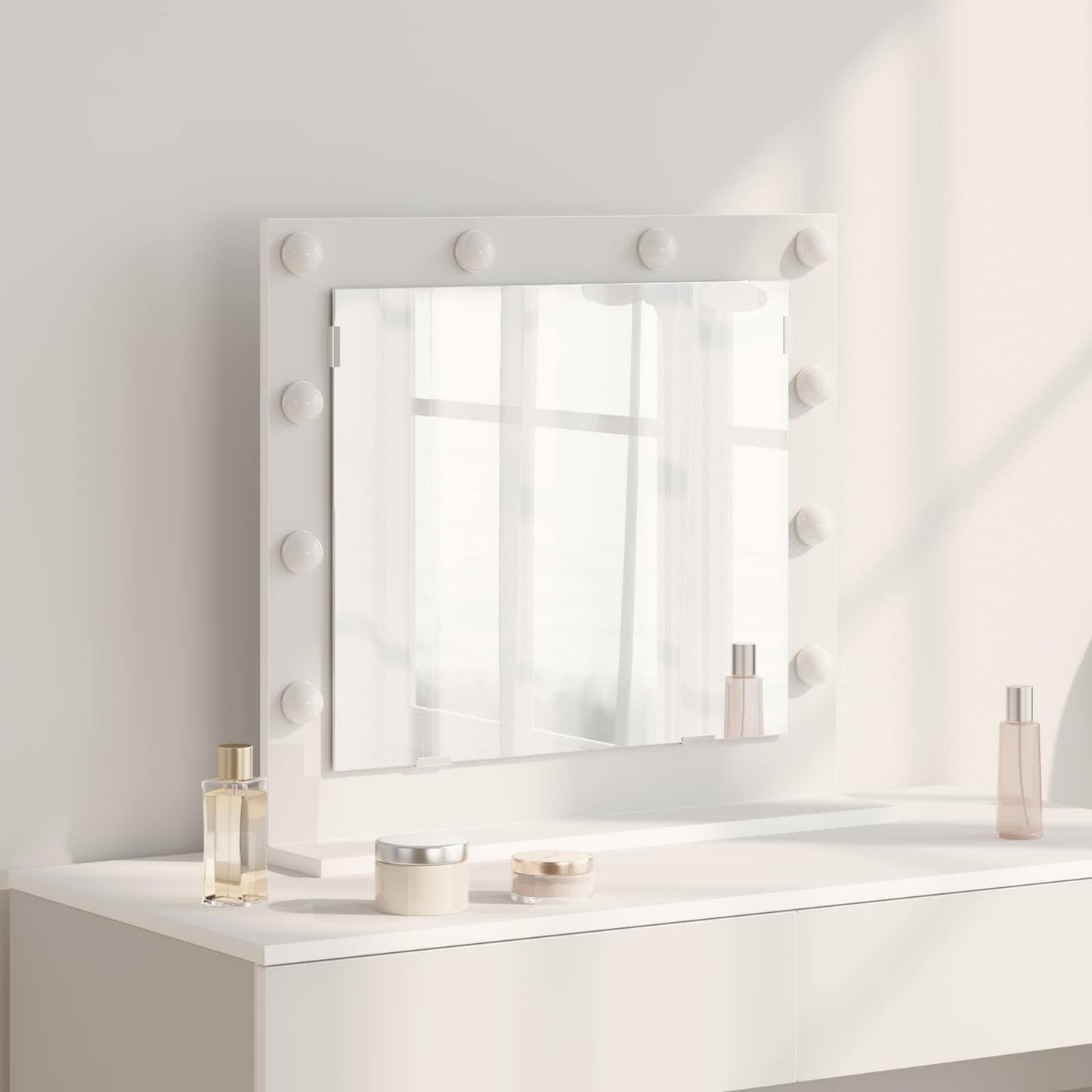 Vanity Mirror White 60 x 55 x 18 cm Glass and Engineered wood
