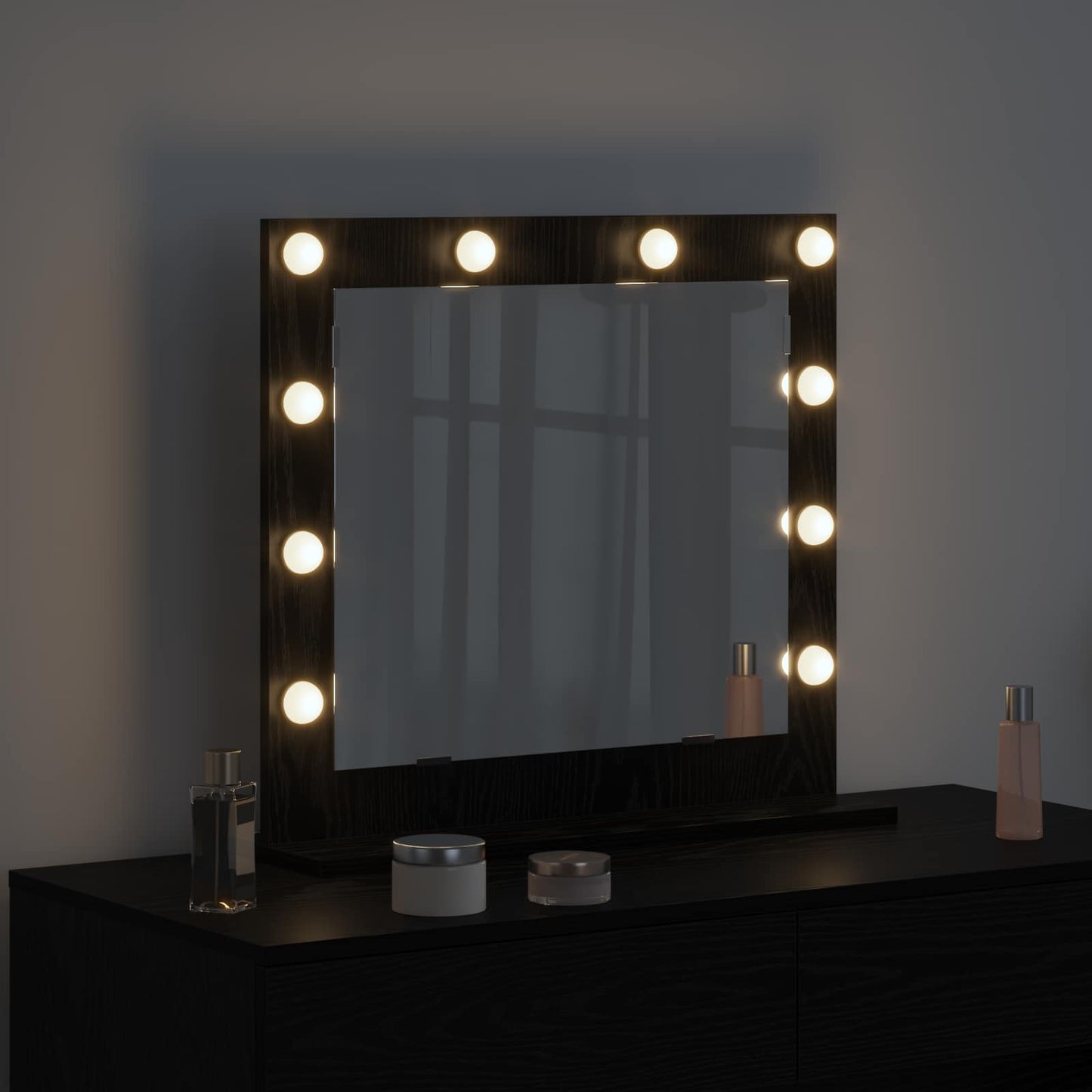 Vanity Mirror Rectangular with Mirror Black Oak 60 x 55 x 18 cm