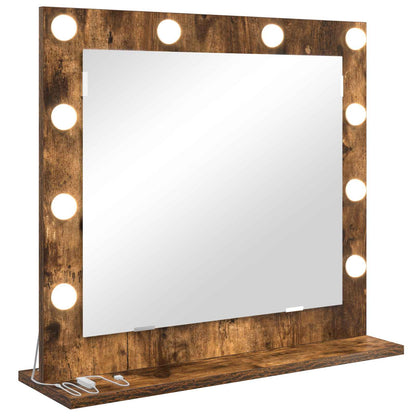 Vanity Mirror Rectangular Smoked Oak 60 x 55 x 18 cm
