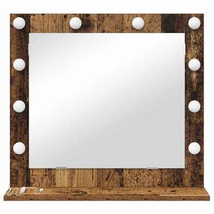 Vanity Mirror Rectangular with Mirror Old Wood 60 x 55 x 18 cm