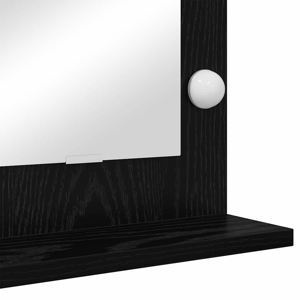 Vanity Mirror Rectangular with Mirror Black Oak 80 x 15 x 18 cm