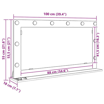 Vanity Mirror Artisan Oak 100 x 55 x 18 cm Rectangular
