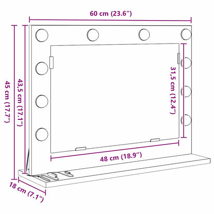 Vanity Mirror Artisan Oak 60 x 45 x 18 cm Rectangular