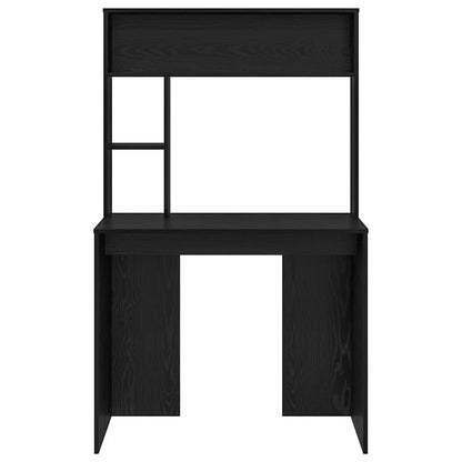 Desk with Shelf Black Oak 91 x 50 x 149 cm Engineered Wood