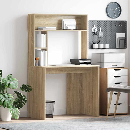 Desk with Shelf Sonoma Oak 91 x 50 x 149 cm Engineered Wood