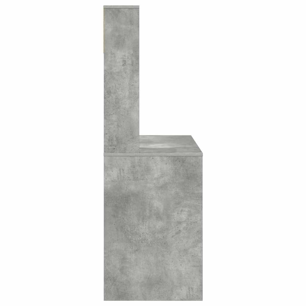 Desk with Shelf Concrete Grey 91 x 50 x 149 cm Engineered Wood