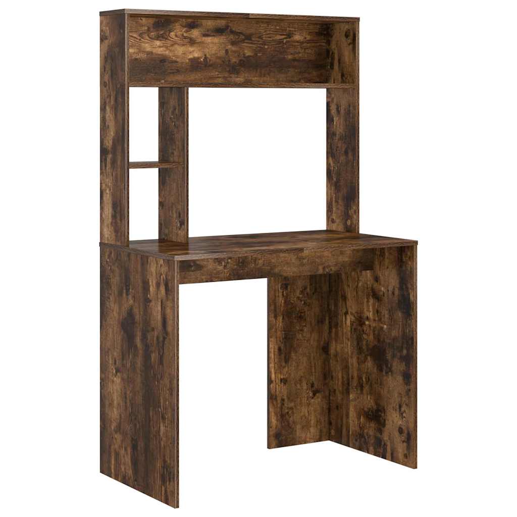 Desk with Shelf Smoked Oak 91 x 50 x 149 cm Engineered Wood