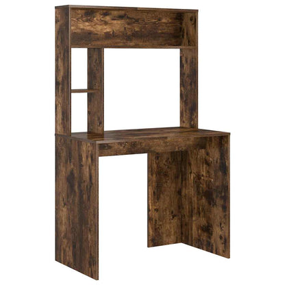 Desk with Shelf Smoked Oak 91 x 50 x 149 cm Engineered Wood