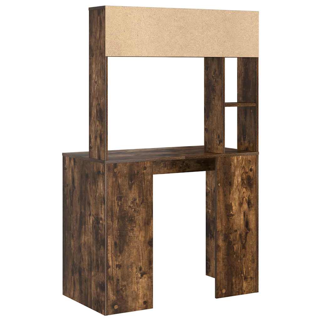 Desk with Shelf Smoked Oak 91 x 50 x 149 cm Engineered Wood