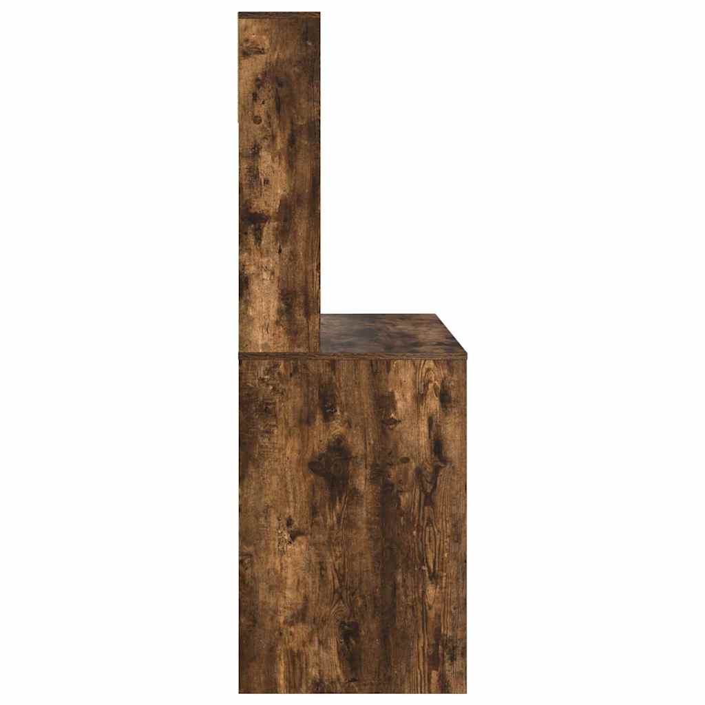 Desk with Shelf Smoked Oak 91 x 50 x 149 cm Engineered Wood