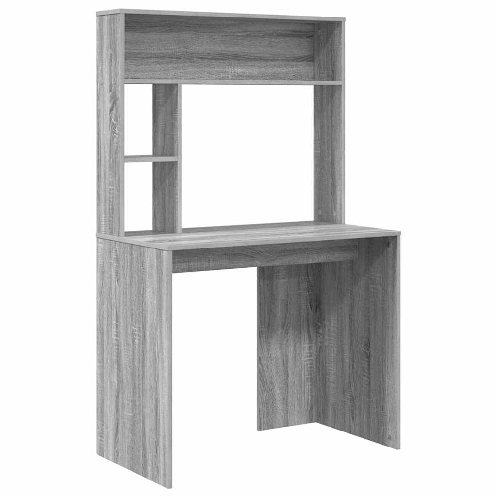 Desk with Shelf Grey Sonoma 91 x 50 x 149 cm Engineered Wood