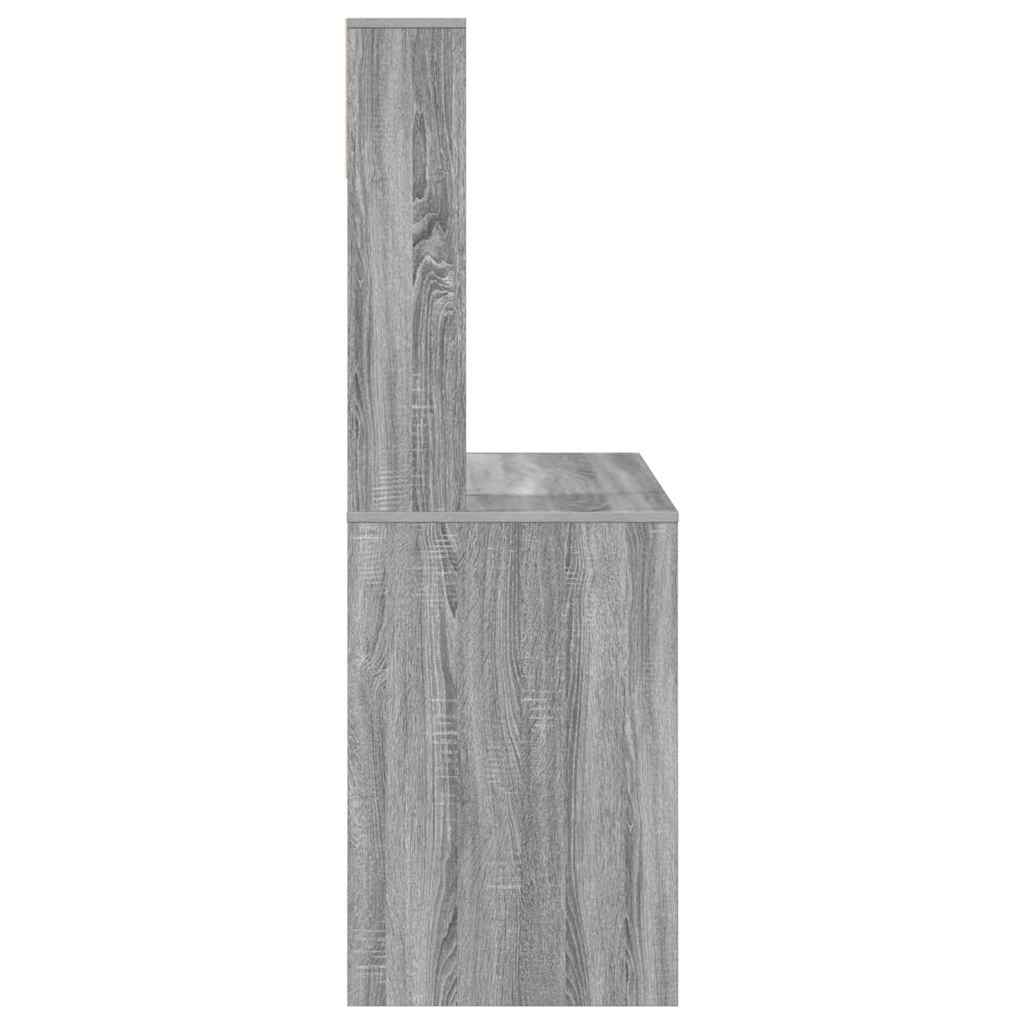 Desk with Shelf Grey Sonoma 91 x 50 x 149 cm Engineered Wood