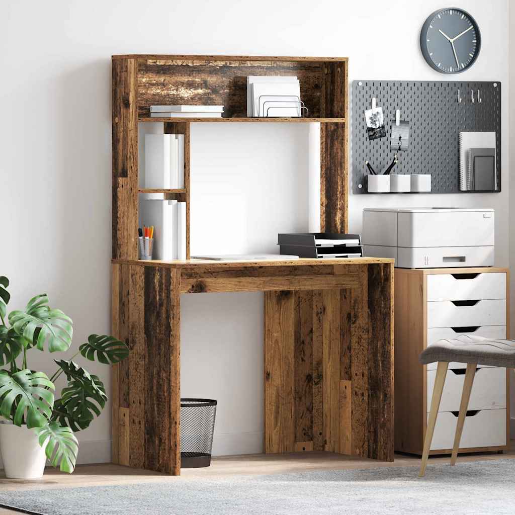 Desk with Shelf Old Wood 91 x 50 x 149 cm Engineered Wood
