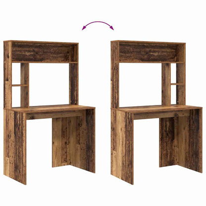 Desk with Shelf Old Wood 91 x 50 x 149 cm Engineered Wood