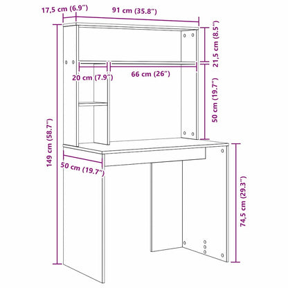 Desk Artisan Oak 91 x 50 x 149 cm Engineered Wood