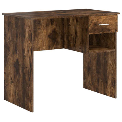Desk with Drawer Smoked Oak 90 x 49 x 75 cm Engineered Wood