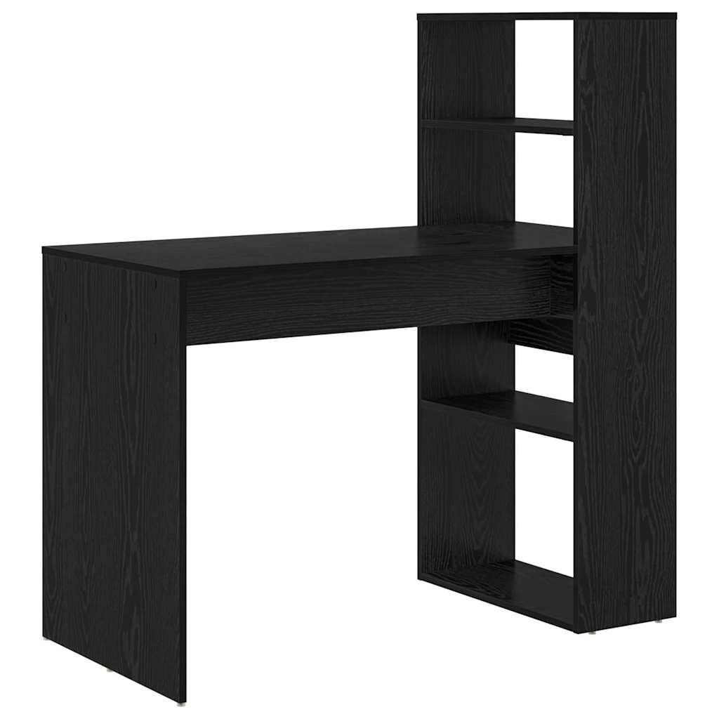 Desk with Shelf Black Oak 113 x 54 x 120 cm Engineered Wood