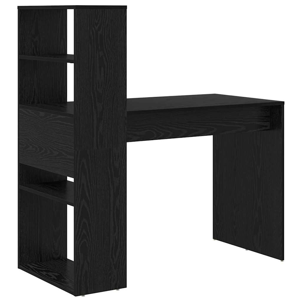 Desk with Shelf Black Oak 113 x 54 x 120 cm Engineered Wood