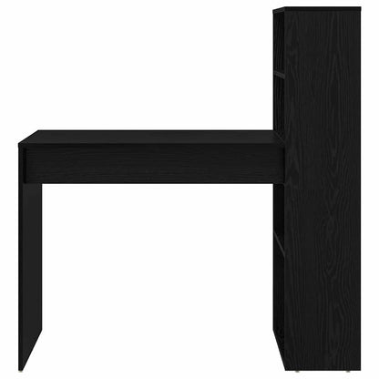 Desk with Shelf Black Oak 113 x 54 x 120 cm Engineered Wood