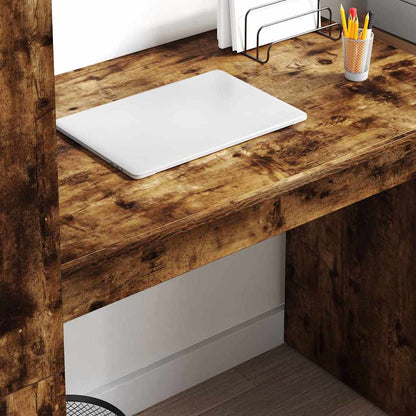 Desk with Shelf Smoked Oak 113 x 54 x 120 cm Engineered Wood