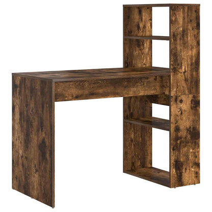 Desk with Shelf Smoked Oak 113 x 54 x 120 cm Engineered Wood