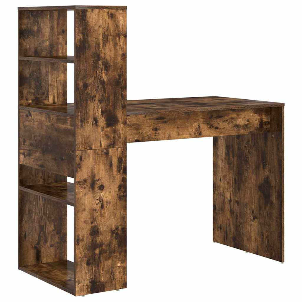 Desk with Shelf Smoked Oak 113 x 54 x 120 cm Engineered Wood