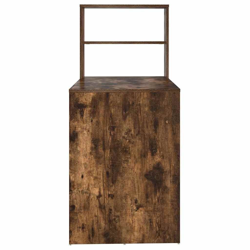 Desk with Shelf Smoked Oak 113 x 54 x 120 cm Engineered Wood
