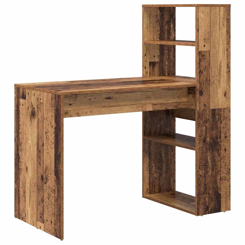 Desk with Shelf Old Wood 113 x 54 x 120 cm Engineered Wood