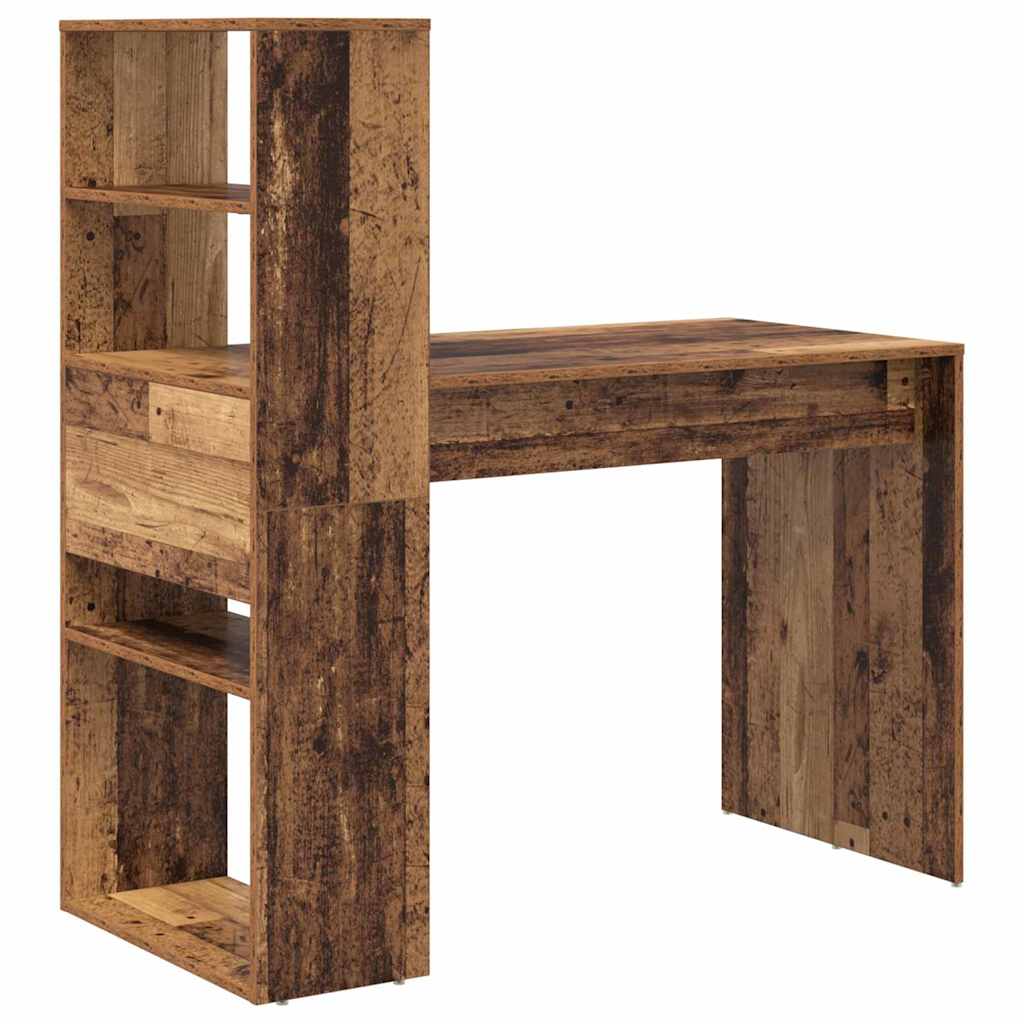 Desk with Shelf Old Wood 113 x 54 x 120 cm Engineered Wood