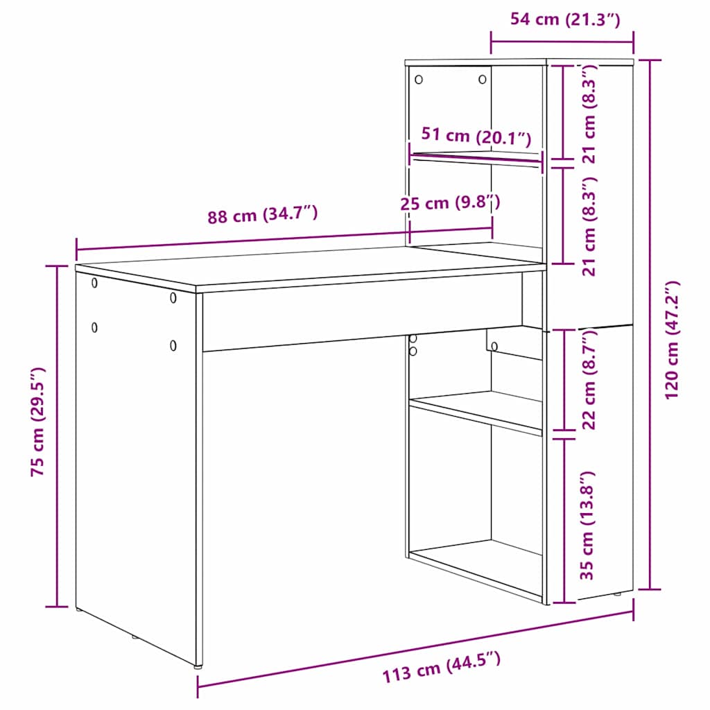 Desk Artisan Oak Engineered Wood 113 x 54 x 120 cm