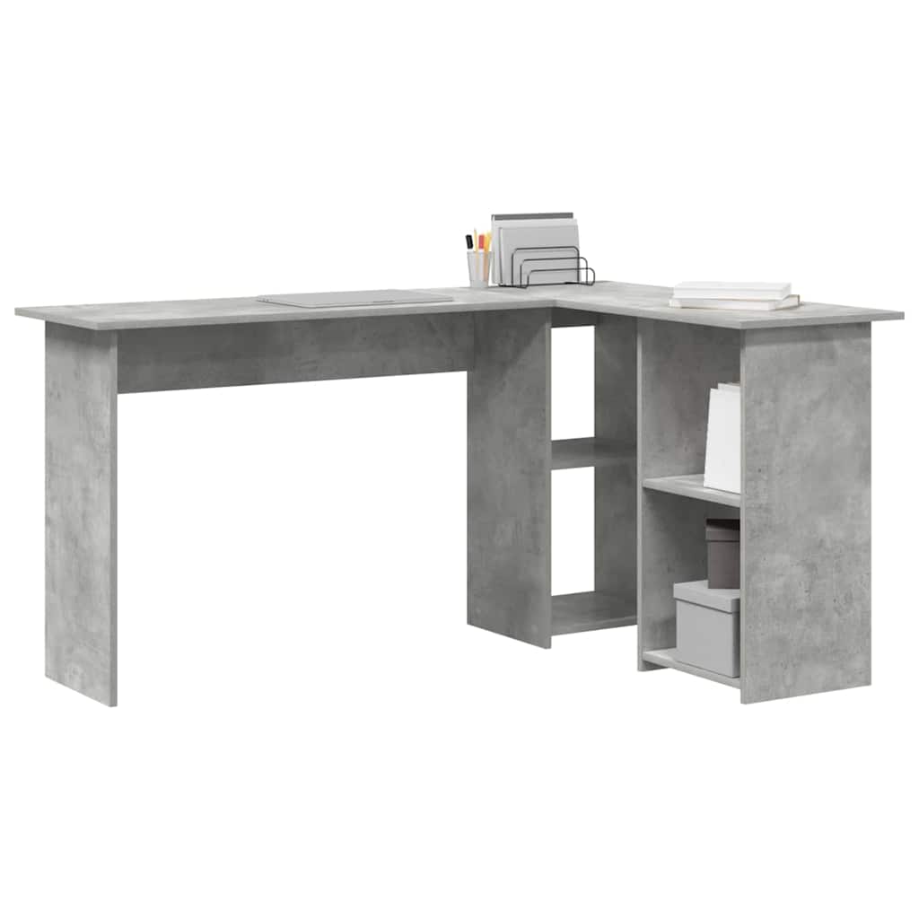 Desk with Shelf Concrete Grey 142 x 102 x 73 cm Engineered Wood