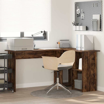 Desk with Shelf Smoked Oak 142 x 102 x 73 cm Engineered Wood
