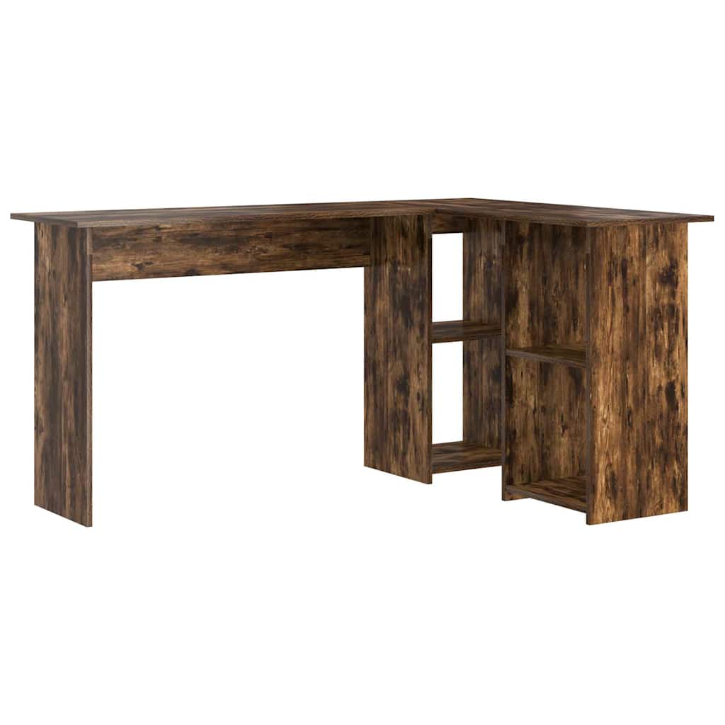 Desk with Shelf Smoked Oak 142 x 102 x 73 cm Engineered Wood