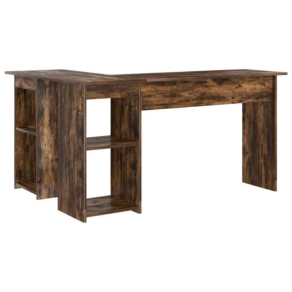 Desk with Shelf Smoked Oak 142 x 102 x 73 cm Engineered Wood