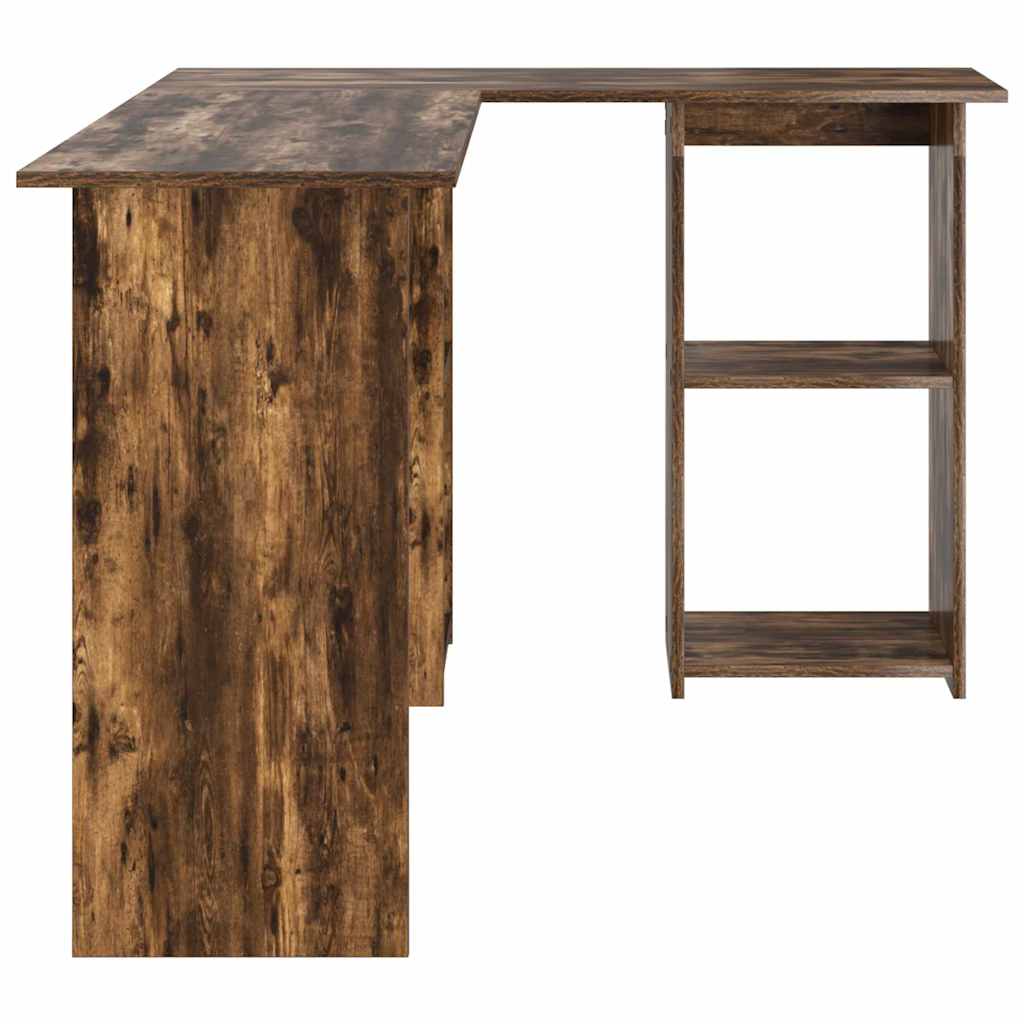 Desk with Shelf Smoked Oak 142 x 102 x 73 cm Engineered Wood
