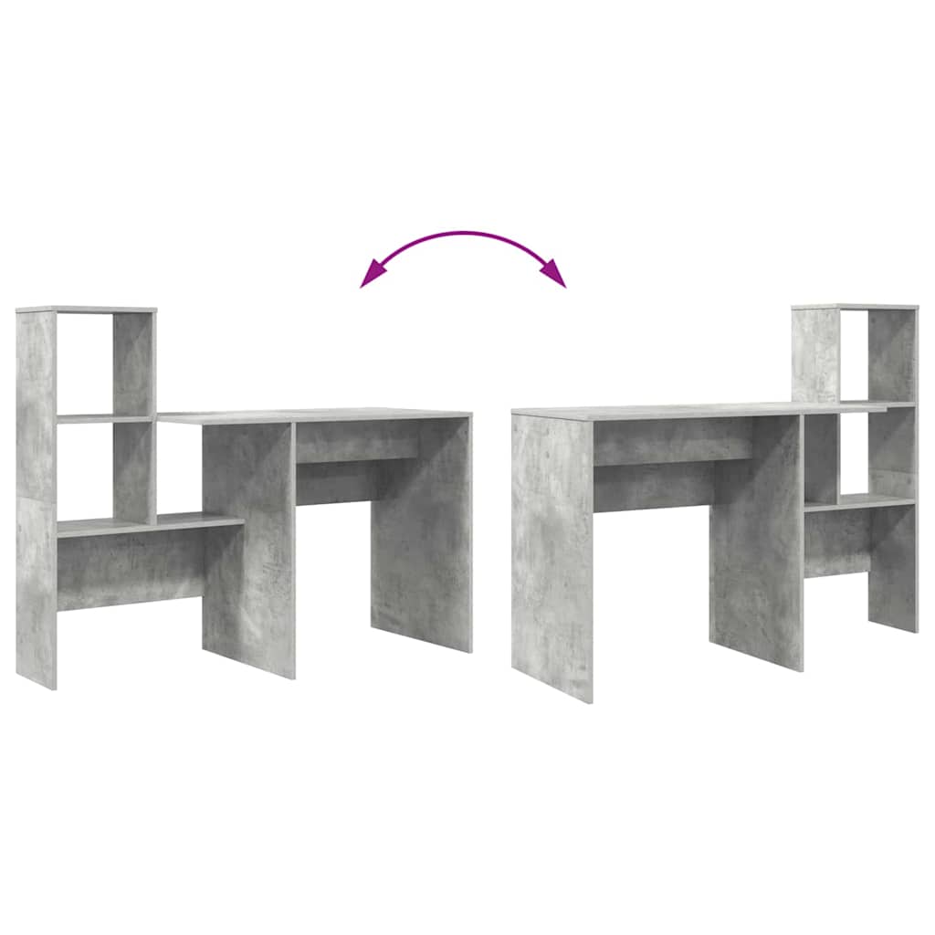 Desk Concrete Grey 131.5 x 50 x 106.5 cm Engineered Wood
