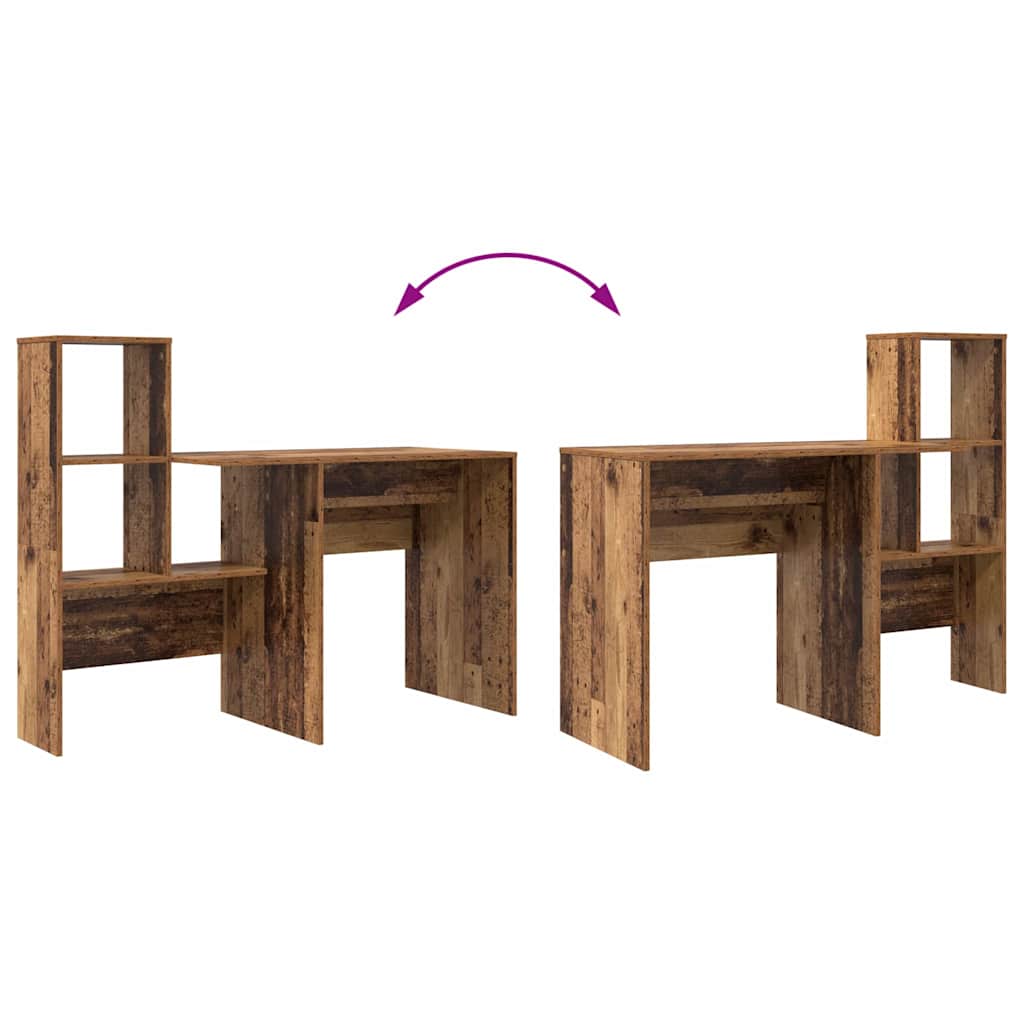 Desk with Shelf Old Wood 131.5 x 50 x 106.5 cm Engineered Wood