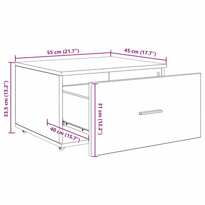 Drawer Cabinet with Wheel Grey Sonoma 55 x 45 x 31 cm