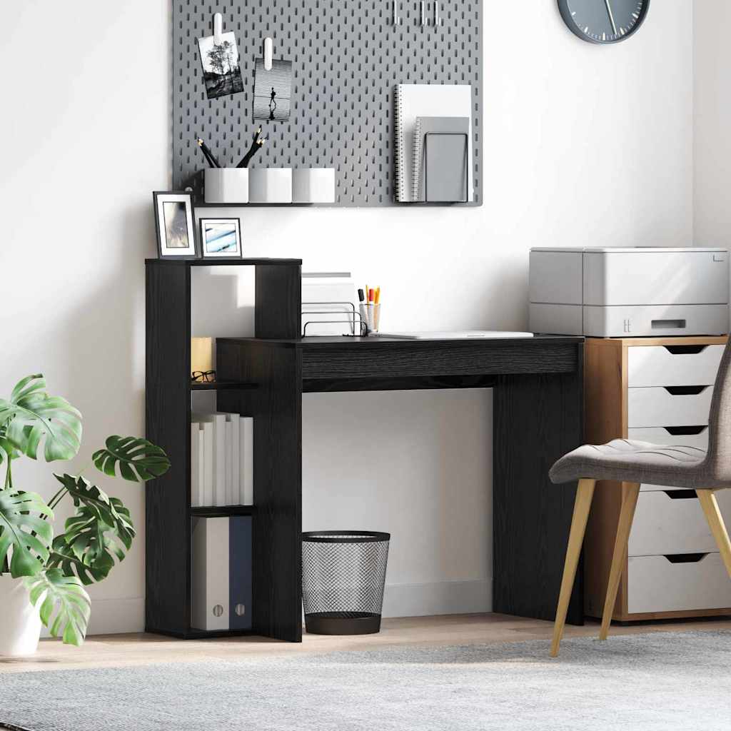 Desk with Shelf Black Oak 100 x 40 x 90 cm Engineered Wood