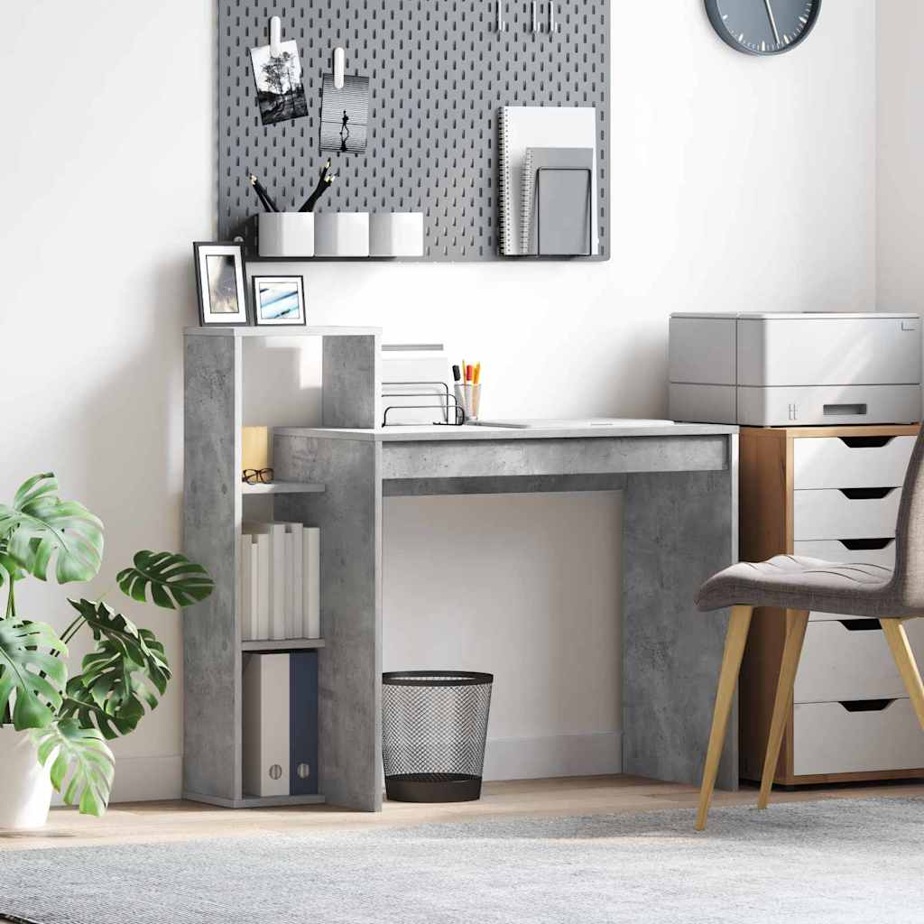 Desk with Shelf Concrete Grey 100 x 40 x 90 cm Engineered Wood